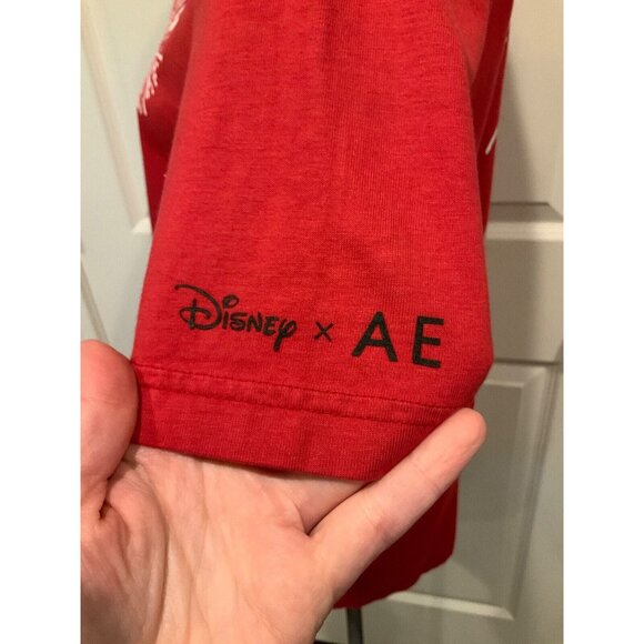 Disney x AE Red Mickey Mouse Disney Fireworks Crew Nech T-Shirt, Size Small - Picture 4 of 7